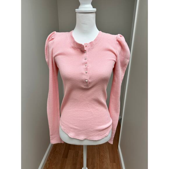 Generation Love Puff sleeve Waffle Knit Long Sleeve Pink top size XS - Picture 1 of 7